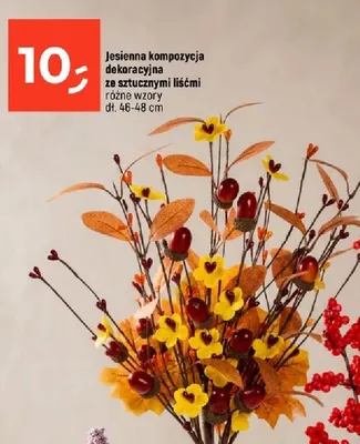 Jesienna kompozycja dekoracyjna ze sztucznymi liśćmi promocja w Dealz