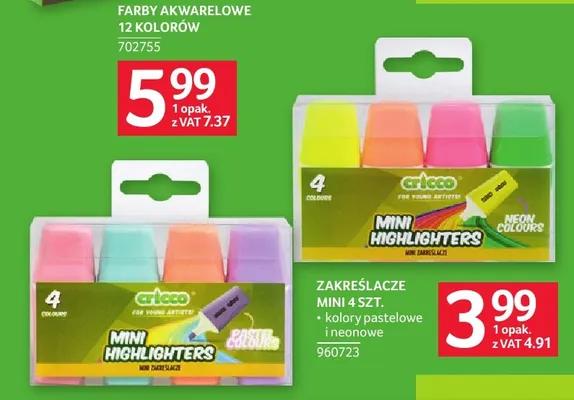 Zakreślacze mini Cricco 4 szt. promocja w Selgros