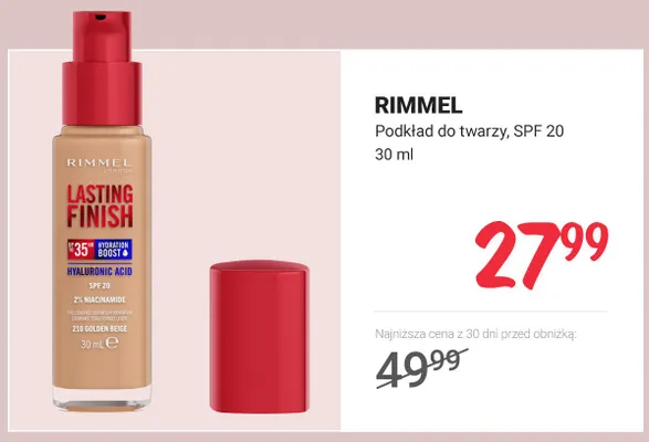 Podkład do twarzy Rimmel Lasting Finish SPF 20 promocja w Rossmann