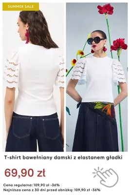 T-shirt bawełniany damski z elastanem gładki promocja w Medicine