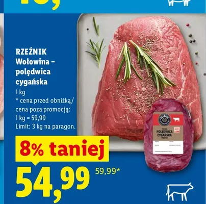 Wołowina polędwica cygańska Rzeźnik promocja w Lidl
