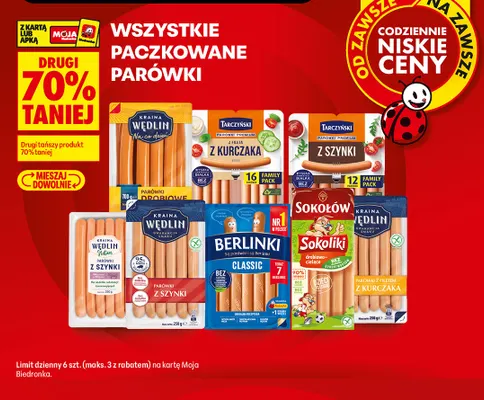 Parówki Sokoliki drobiowo-cielęce Sokołów promocja w Biedronka