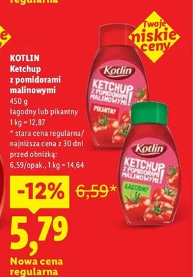 Ketchup łagodny z pomidorami malinowymi Kotlin promocja w Lidl