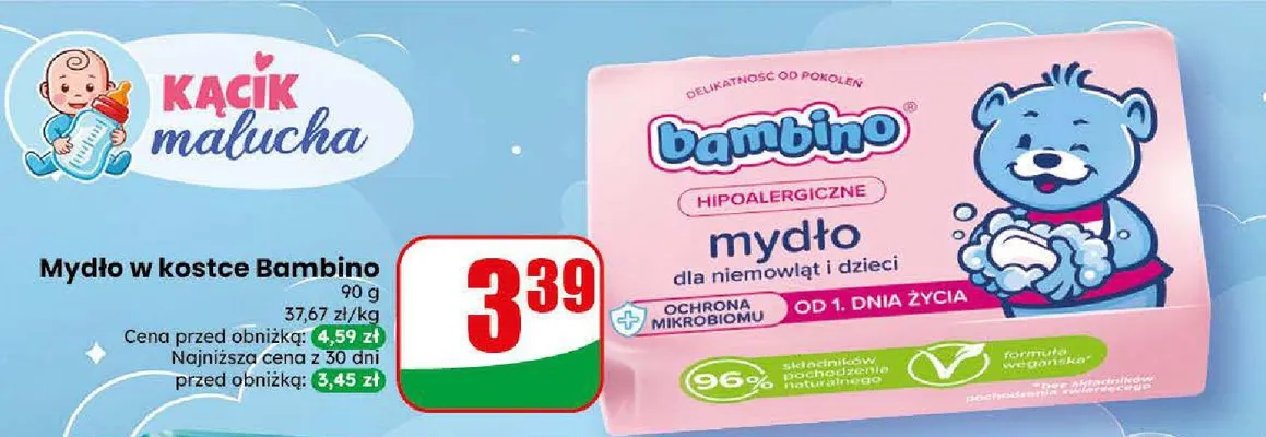 Mydło w kostce Bambino promocja w Dino
