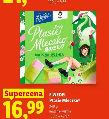 Ptasie Mleczko E.WEDEL matcha-wiśnia promocja w Lidl