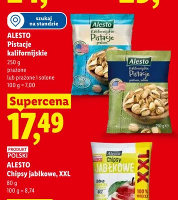 Pistacje kalifornijskie Alesto prażone promocja w Lidl
