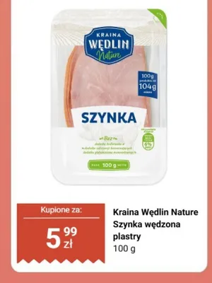 Szynka wędzona plastry Kraina Wędlin Nature promocja w Biedronka