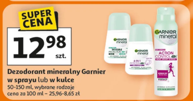 Dezodorant mineralny Garnier w sprayu lub w kulce promocja w Auchan