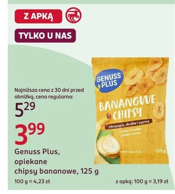 Chipsy bananowe, pieczone Genuss Plus promocja w Rossmann