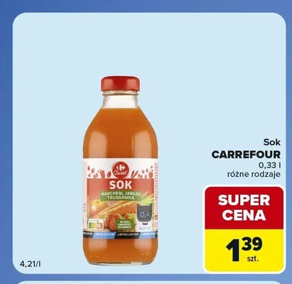 Sok marchew jabłko truskawka Carrefour Classic promocja w Carrefour Express