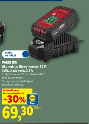 Akumulator litowo-jonowy z ładowarką Parkside promocja w Lidl