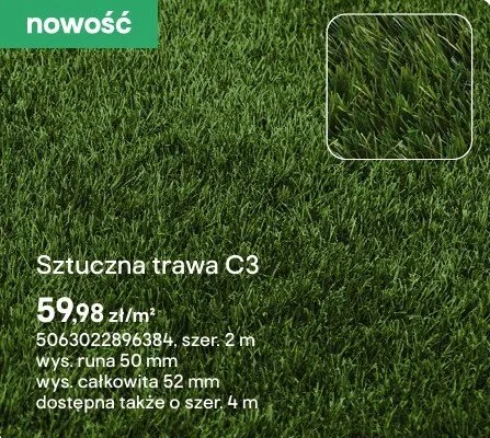 Sztuczna trawa C3 promocja w Castorama