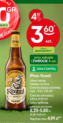 Piwo Kozel różne rodzaje butelka zwrotna promocja w Żabka