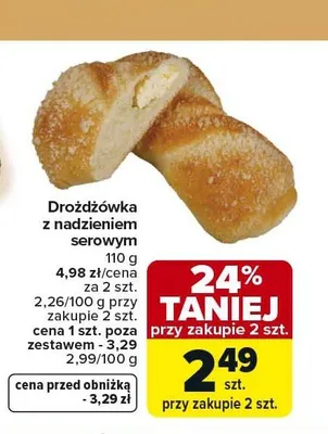 Drożdżówka z nadzieniem serowym promocja w Carrefour