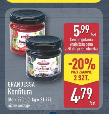 Konfitura z truskawek Grandessa promocja w Aldi