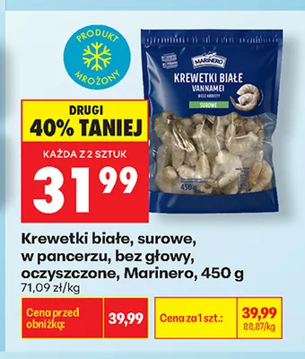 Krewetki białe surowe w pancerzu bez głowy oczyszczone Marinero promocja w Biedronka