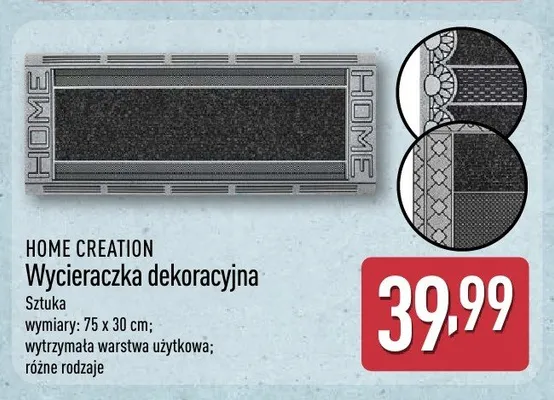 Wycieraczka dekoracyjna HOME CREATION 75x30cm promocja w Aldi