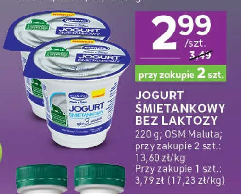 Jogurt śmietankowy bez laktozy promocja w Stokrotka