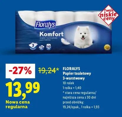 Papier toaletowy 3-warstwowy 10 rolek promocja w Lidl