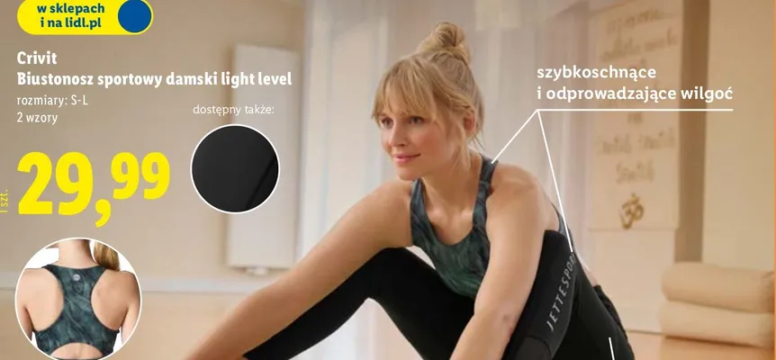 Biustonosz sportowy damski light level  promocja w Lidl