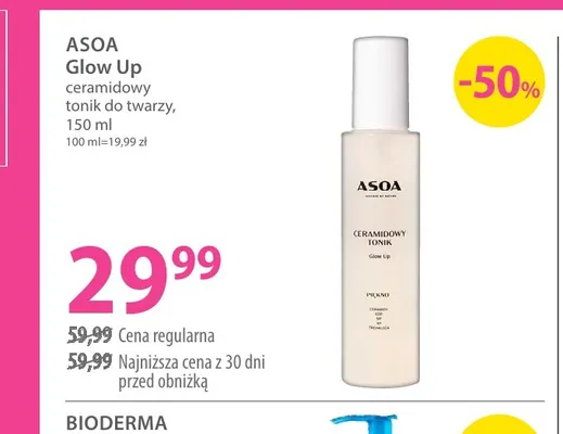 Glow Up ceramidowy tonik do twarzy Asoa promocja w Hebe