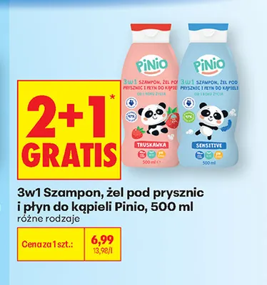 3w1 Szampon, żel pod prysznic i płyn do kąpieli Pinio truskawka promocja w Biedronka