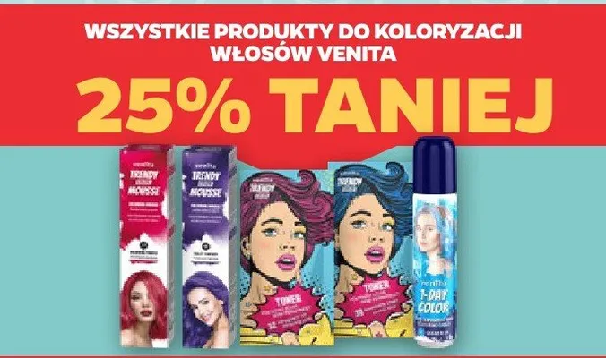 Produkty do koloryzacji włosów Venita promocja w Netto