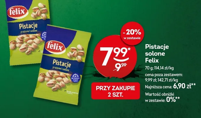 Pistacje solone prażone i solone promocja w Żabka