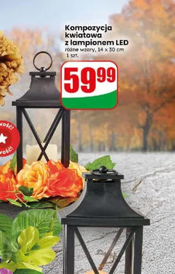 Kompozycja kwiatowa z lampionem LED 14x30 cm promocja w Dino