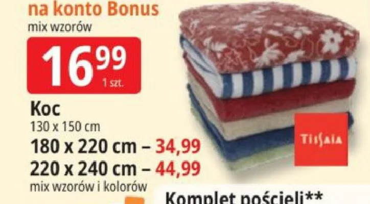 Koc Tissaia 180x220cm promocja w Leclerc