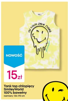 Tank top chłopięcy SmileyWorld 100% bawełny rozmiary 134-170cm promocja w Pepco
