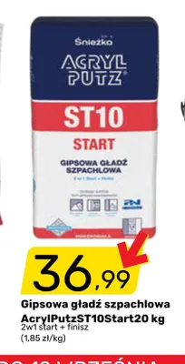 Gipsowa gładź szpachlowa Acryl-Putz ST10 Start 2w1 start + finisz Śnieżka promocja w Bricomarche