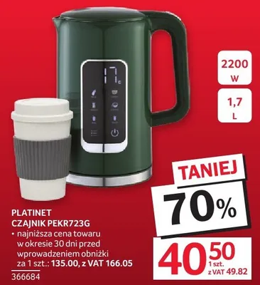 Czajnik PEKR723G Platinet promocja w Selgros