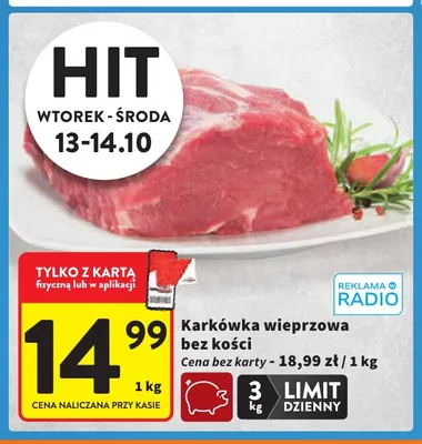 Karkówka wieprzowa bez kości promocja w Intermarche