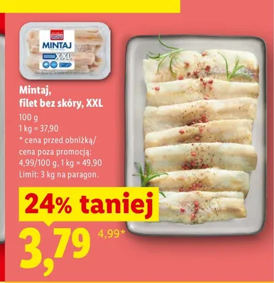 Mintaj filet bez skóry XXL promocja w Lidl