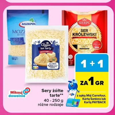 Ser żółty tarty Mozzarella Carrefour Classic promocja w Carrefour