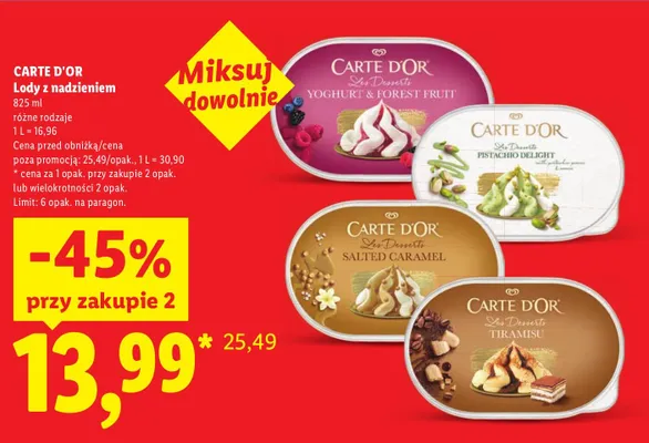 Lody pistacjowe Carte D'Or Pistachio Delight promocja w Lidl