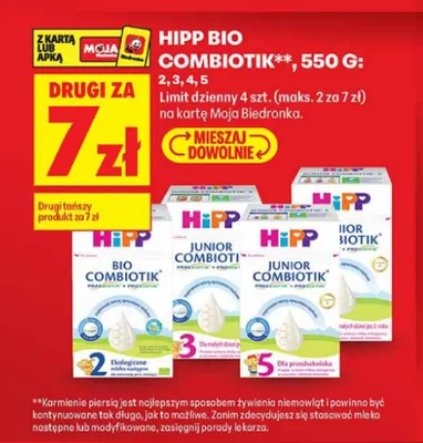 Mleko następne HiPP 2 Bio Combiotik promocja w Biedronka