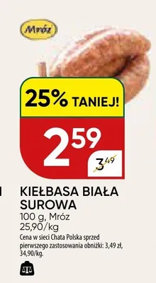 Kiełbasa Biała Surowa Mróz promocja w Chata Polska