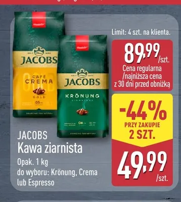 Kawa ziarnista Jacobs Crema promocja w Aldi