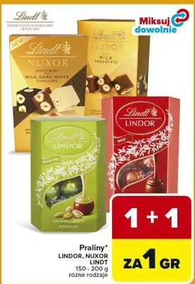 Praliny Lindor, Nuxor Lindt różne rodzaje promocja w Carrefour