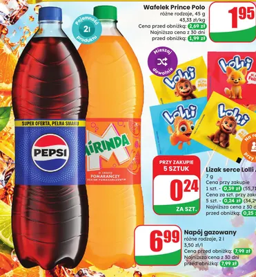 Napój gazowany Mirinda o smaku pomarańczy promocja w Dino