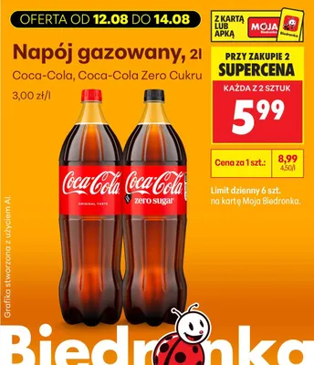 Napój gazowany Coca-Cola Zero Cukru promocja w Biedronka