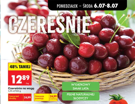 Czereśnie na wagę promocja w Biedronka