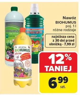 Nawóz BIOHUMUS poj. 1l, różne rodzaje promocja w Carrefour