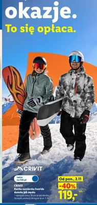Kurtka narciarska freeride damska Crivit promocja w Lidl