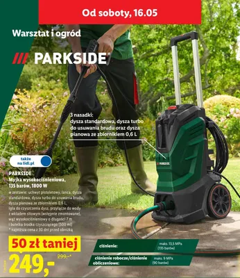 Myjka wysokociśnieniowa Parkside 135 barów 1800W promocja w Lidl