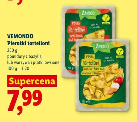 Pierożki tortelloni z warzywami i płatkami owsianymi VEMONDO promocja w Lidl