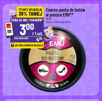 Czarna pasta do butów w puszce Emu promocja w POLOmarket