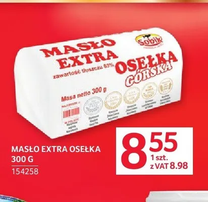 Masło extra osełka Sobik promocja w Selgros